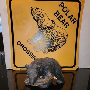 My Bundle  HANDCARVED BEAR WITH FISH IN MOUTH 4.5X 7" LONG AND THE P. BEAR SIGN